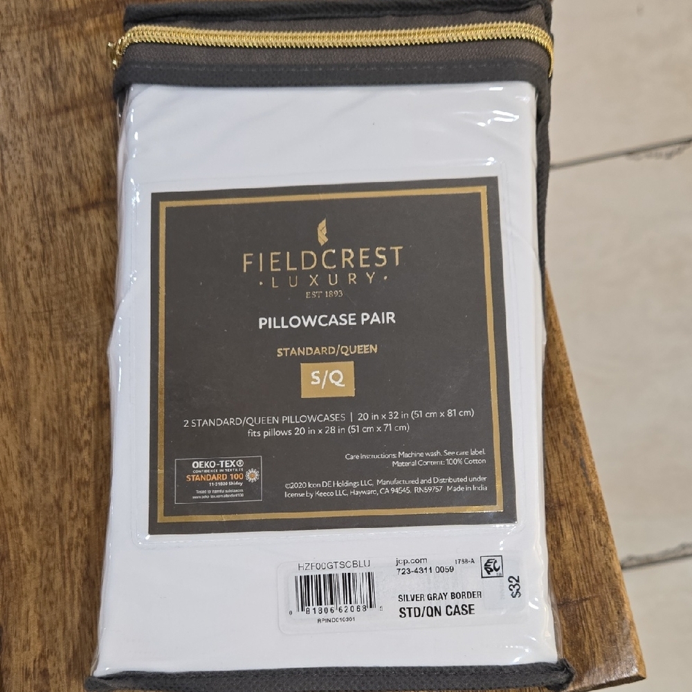 Fieldcrest Luxury White Pillowcase Pair Brand New